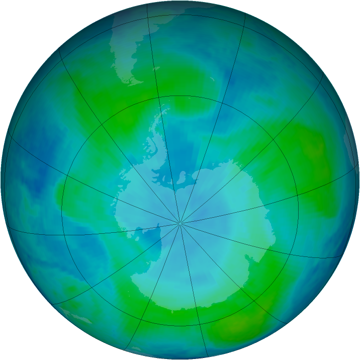 Antarctic ozone map for 31 January 2000